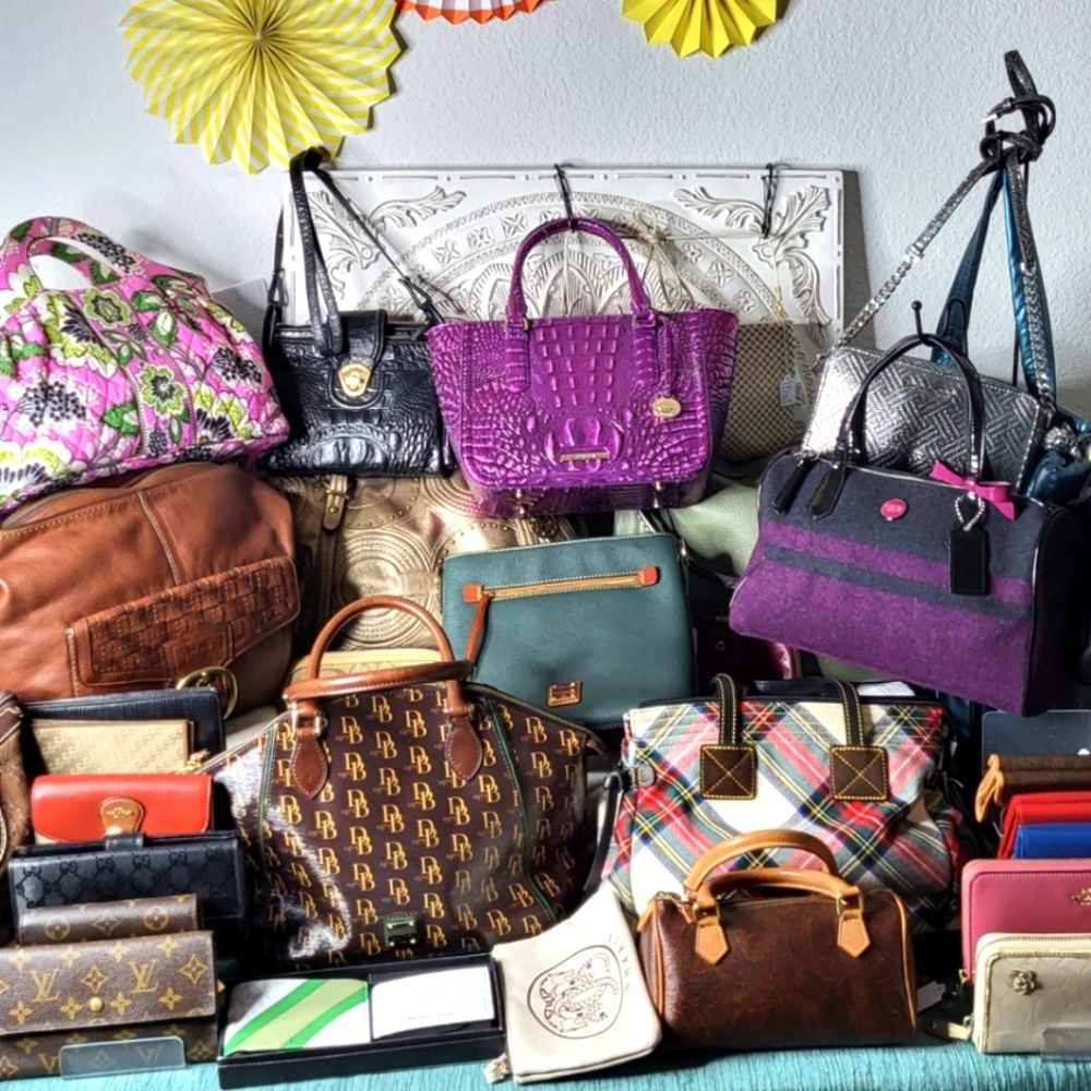 Dooney & Bourke Black & Yellow Dot Leather Bucket Bag